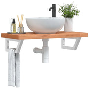 Ripiano a Parete per Lavabo in Acciaio e Massello di Faggio 3302374