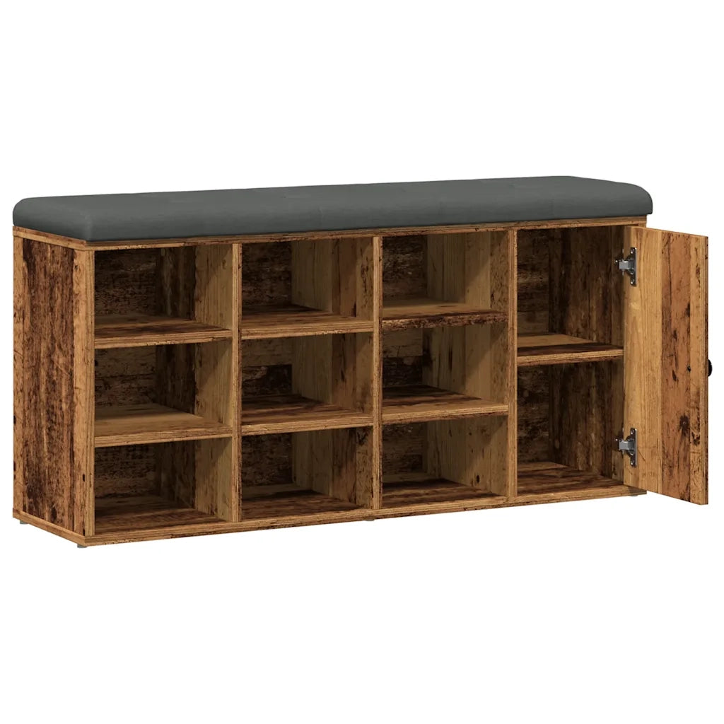Panca Porta Scarpe-Sgabello-Panca Scarpiera Legno Antico 102x32x50 cm Legno Multistrato 116039
