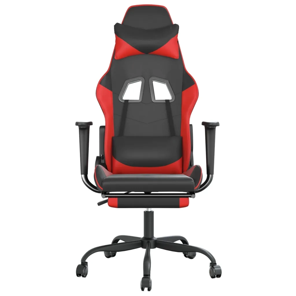 Sedia da Gaming | Sedia da e-sports con Poggiapiedi Nero e Rosso in Similpelle