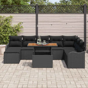 Set Divano da Giardino con archiviazione 9 pcs Nero Poly Rattan 3358235