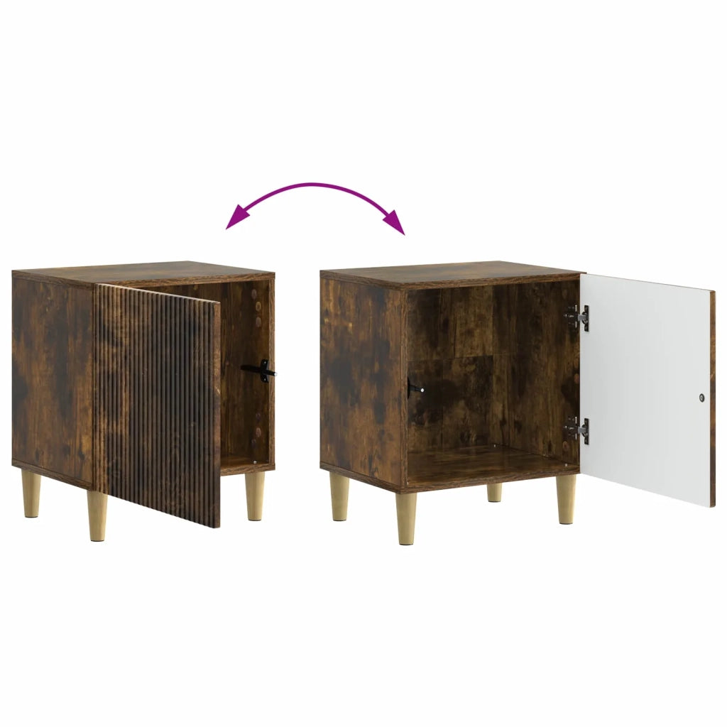 Comodino | Armadio da Notte | Mobiletto da notte Rovere Fumo 43 x 34,5 x 50 cm
