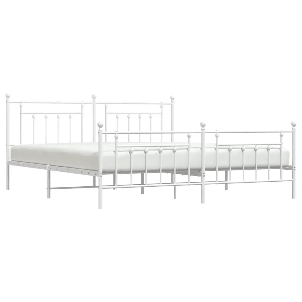 Giroletto con Testiera e Pediera Metallo Bianco 193x203 cm 353610