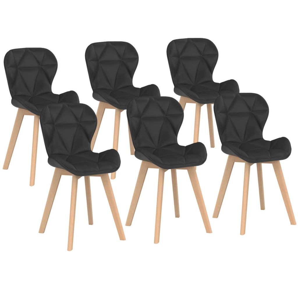 IDMarket - Set di 6 sedie da pranzo ROBINE in PU nero