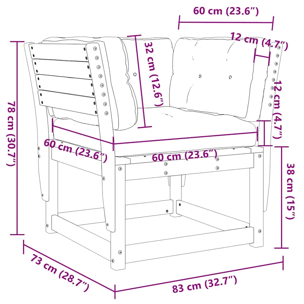 Divano Giardino Braccioli con Cuscini Legno Massello di Douglas 844697