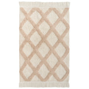 Tappeto Beige Cotone 60 x 90 cm Motivo decorativo geometrico Stile Boho Soggiorno Bambini Stanza dei bambini