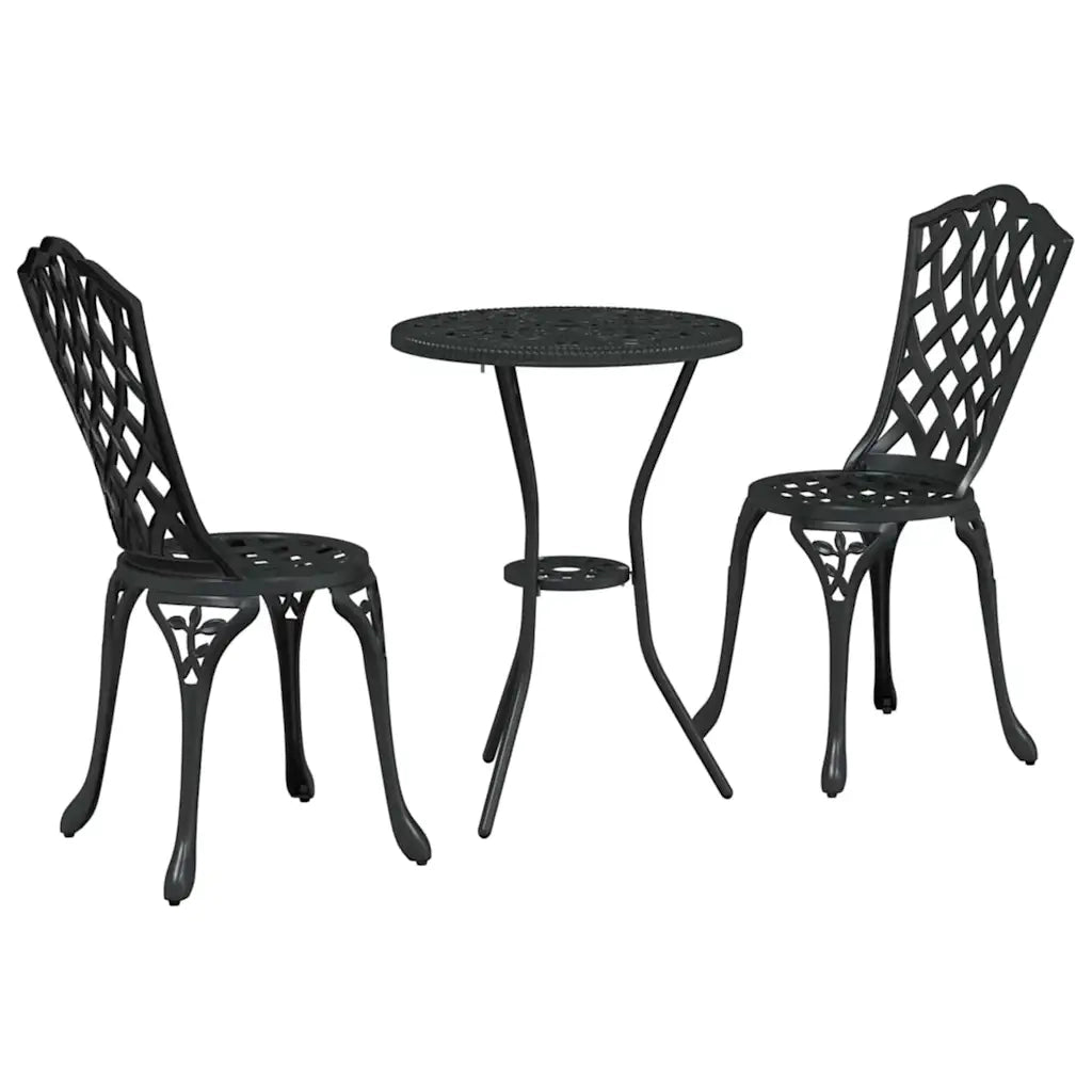 Set Bistro da Giardino 3 pcs Nero Alluminio 42002391