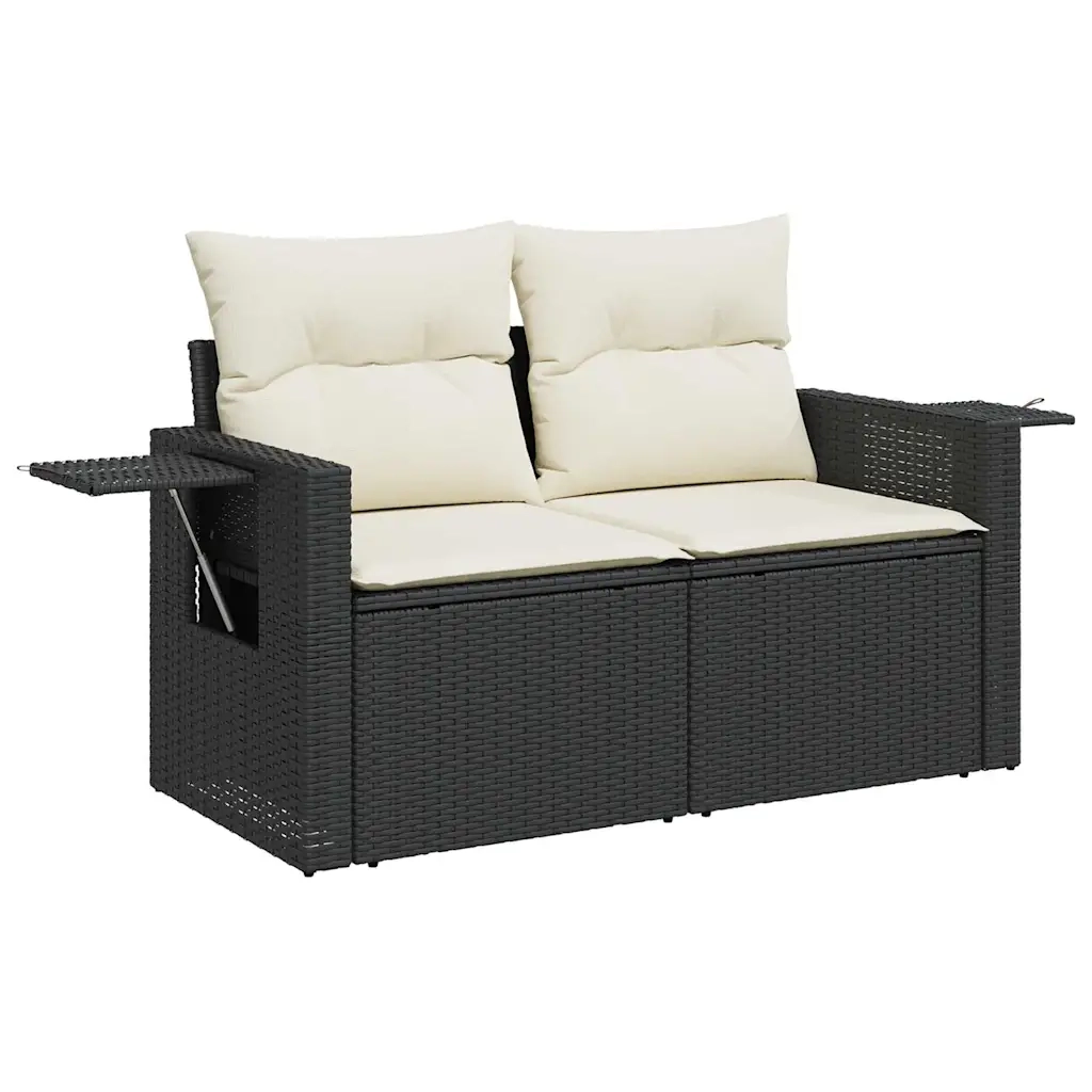 Salotto da Giardino-Set Divani da Giardino 5 pz con Cuscini in Polyrattan Nero 170263