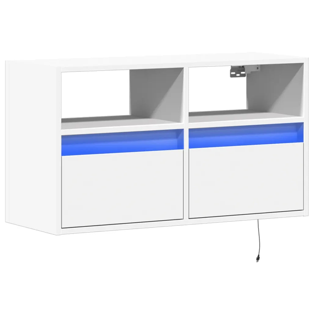 Mobile TV a Parete con Luci LED-Mobile TV a Muro Bianco 80x31x45 cm 415300
