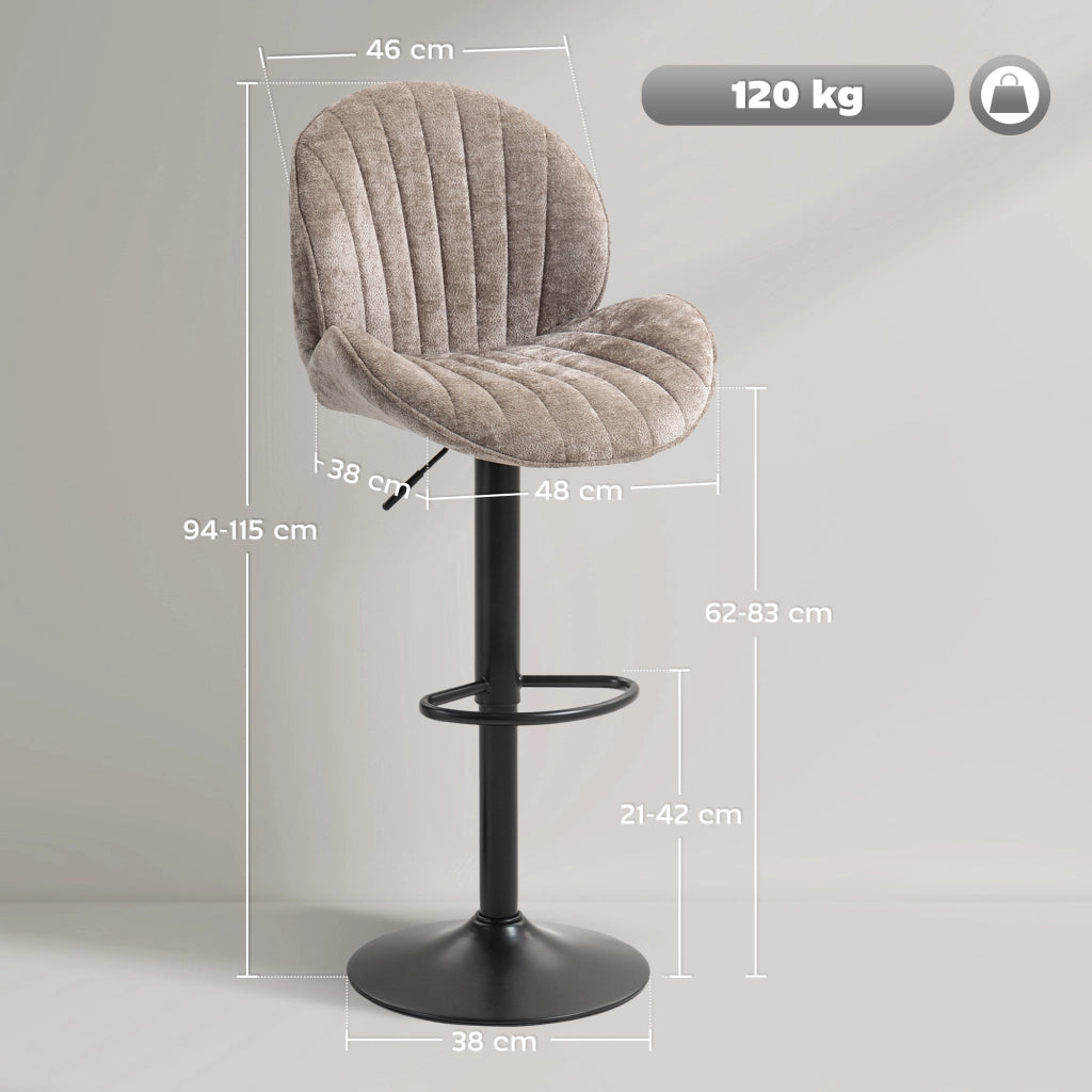 Sgabelli da bar ¨C zephmum ¨C Marrone, Struttura in metallo, Regolabile in altezza