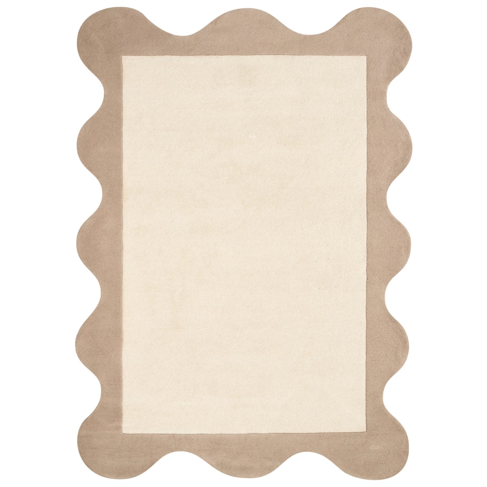 Tappeto beige in lana di forma irregolare con motivo geometrico 160 x 230 cm Stile moderno Soggiorno