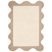 Tappeto beige in lana di forma irregolare con motivo geometrico 160 x 230 cm Stile moderno Soggiorno