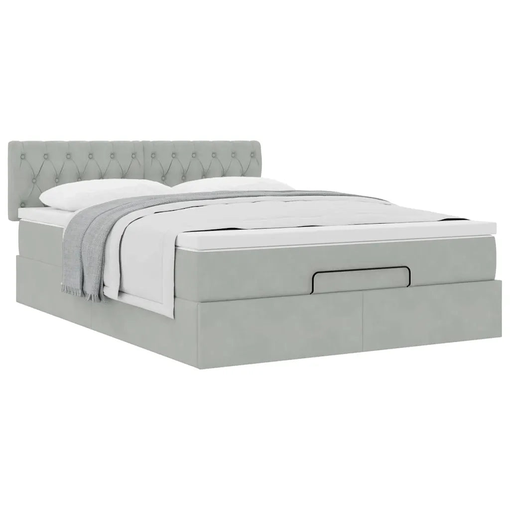 Struttura Letto Pouf con Materasso 140x200 cm in Velluto