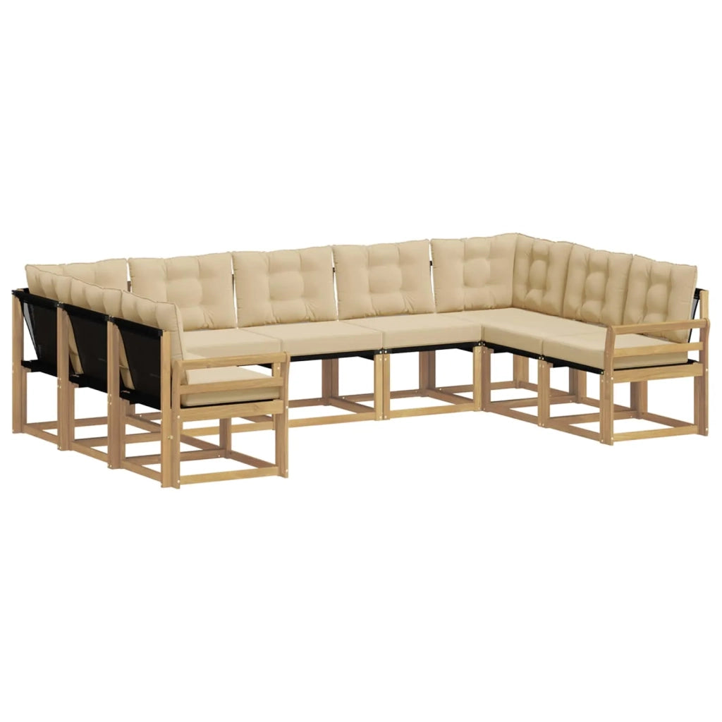 Set di divani da esterno 9 pz Bianco e Beige 3389863