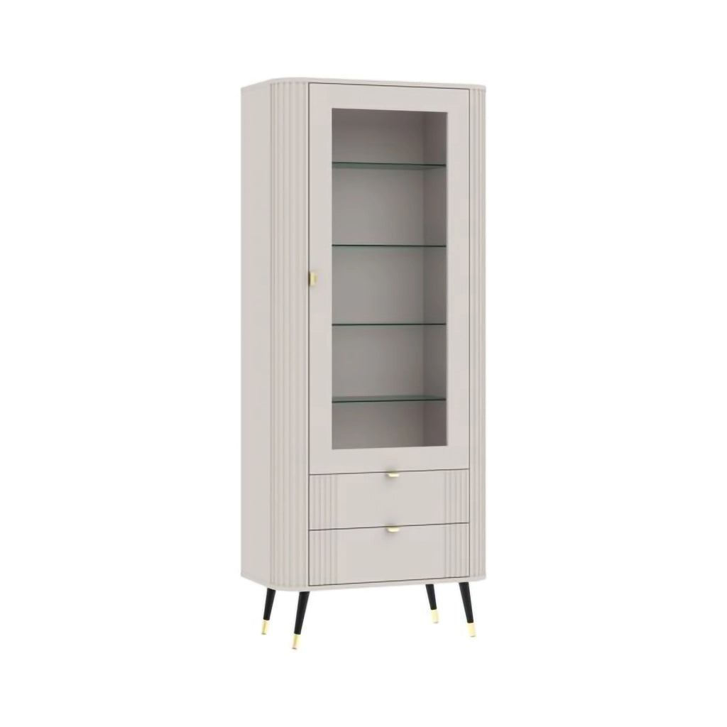 Mobile Espositore Lokapami, Vetrina 4 Ripiani, 78x40x192h cm Beige