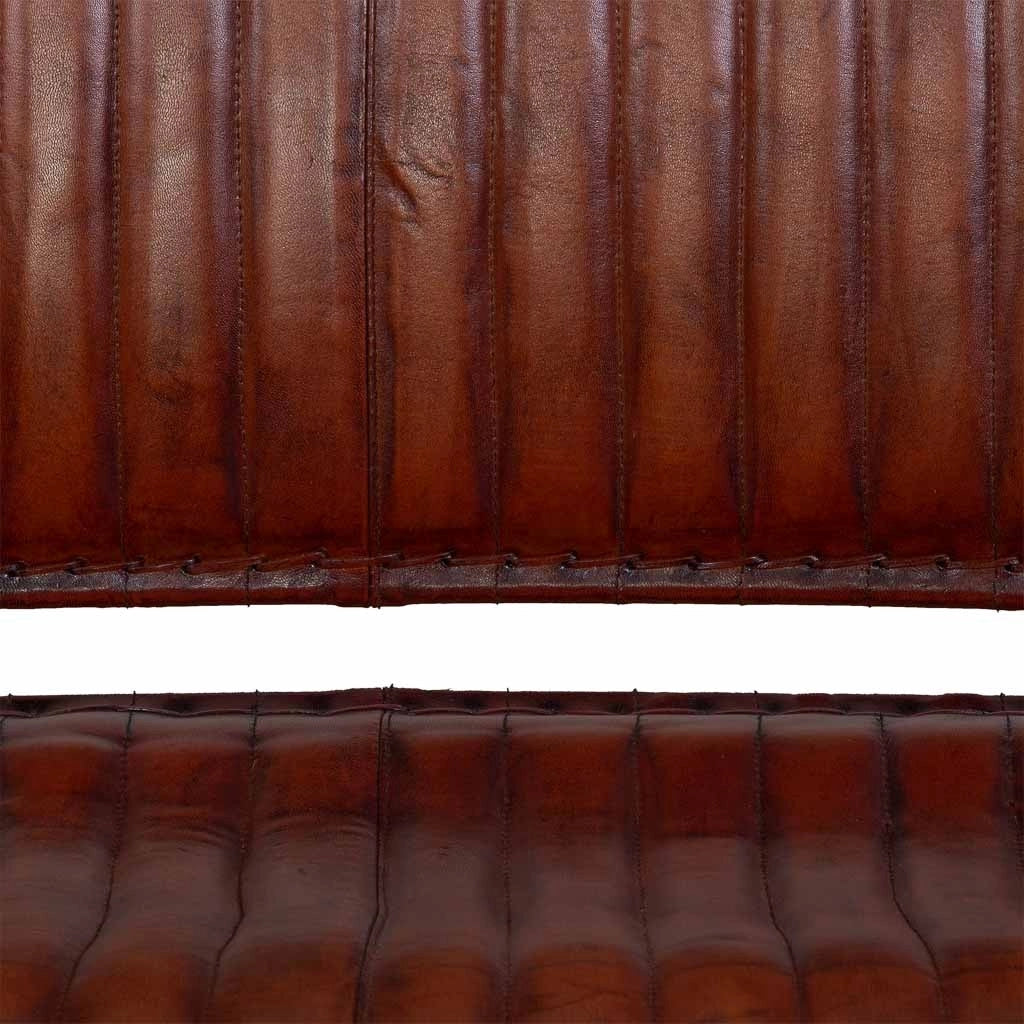 Sgabello in metallo e pelle marrone 112x62x75h