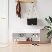 Panca Porta Scarpe Bianco Lucido 102x35x55 cm Legno Multistrato