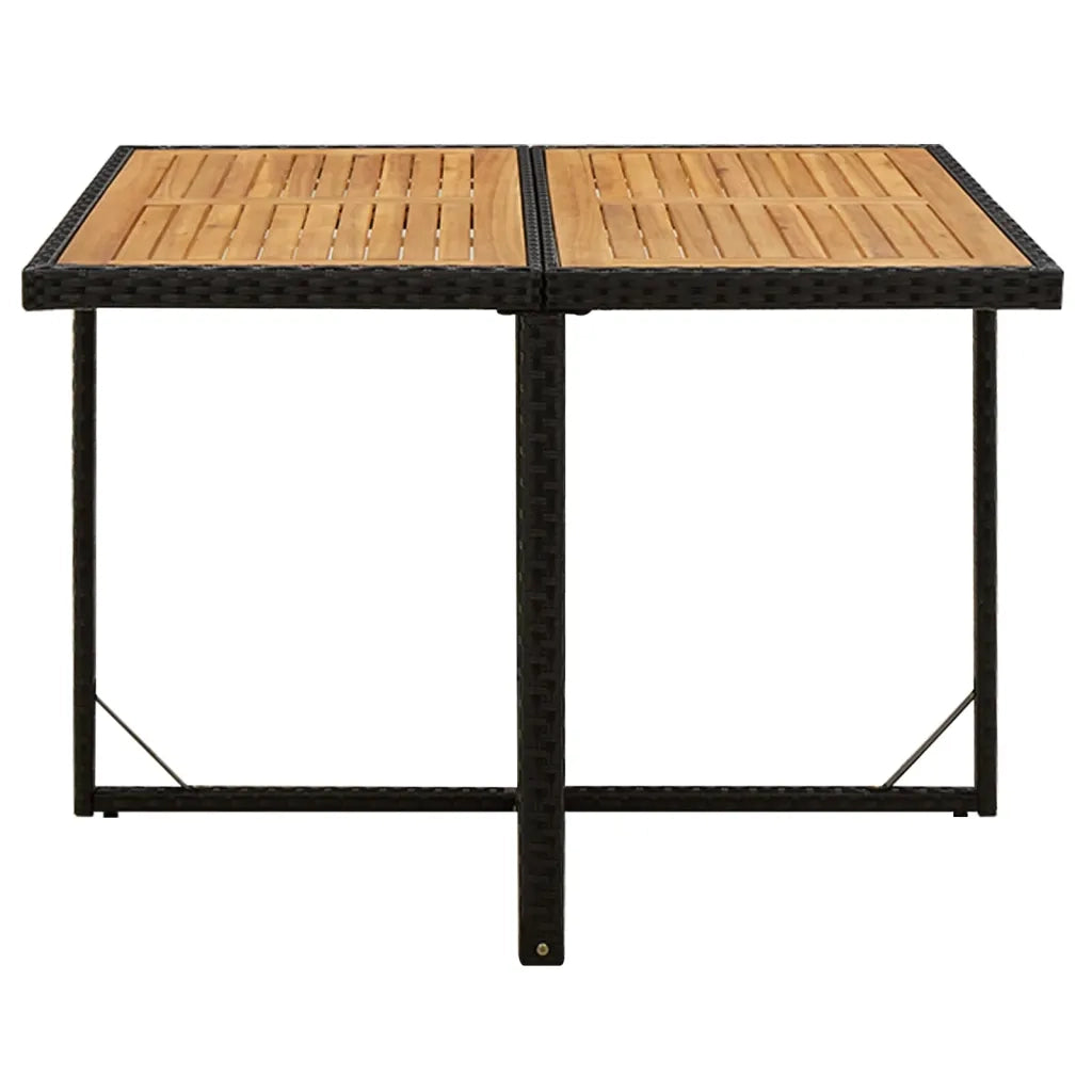 Tavolo Giardino Nero 109x107x74 cm Polyrattan e Massello Acacia 316790