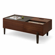 TAVOLINO DA SALOTTO 105x50x41,5 cm MDF Marrone Scuro con Piano in Vetro