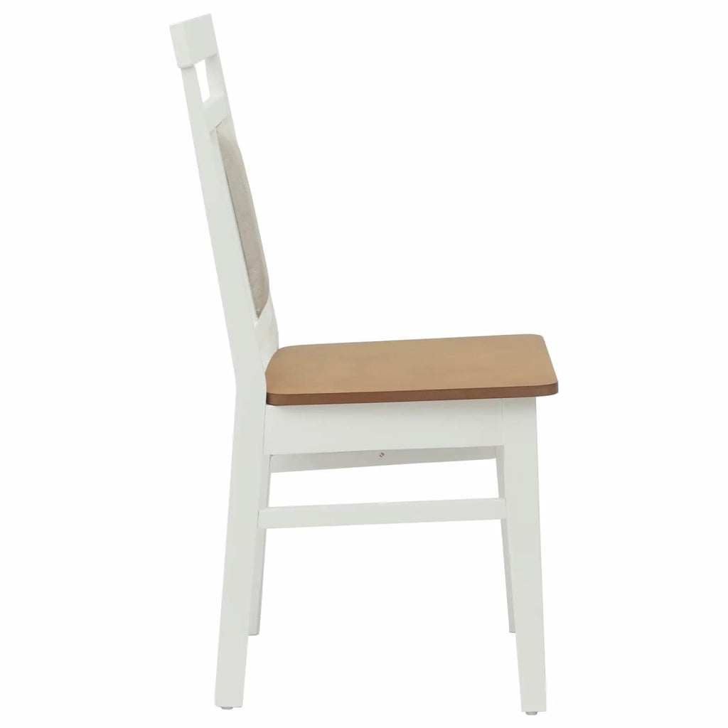 Sedia da pranzo 2 pcs Bianco e Naturale Legno di gomma solido