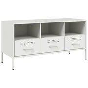 Mobile TV multimediale mensola TV credenza TV per sala da pranzo soggiorno camera da letto 100,5 x 39 x 50,5 cm acciaio bianco 02_0025541