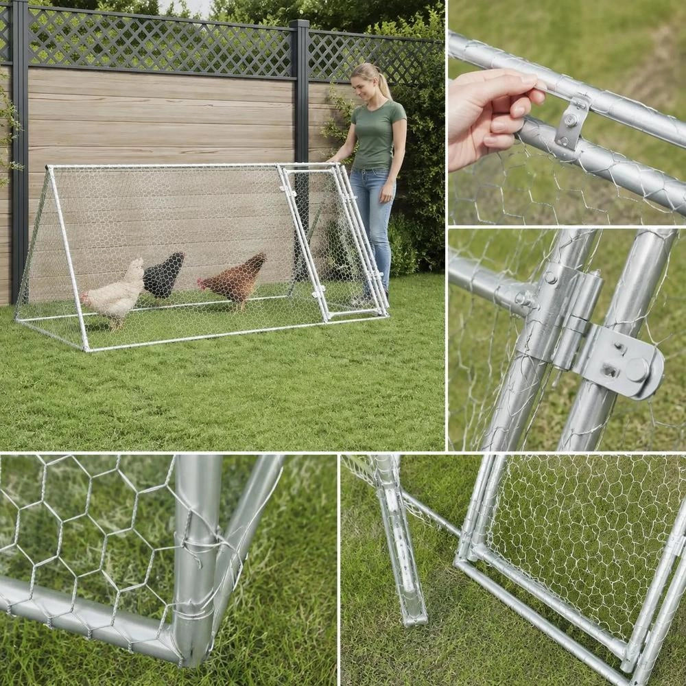 Chicken Cage, Silver, 200x105x91 Cm, Galvanized Steel