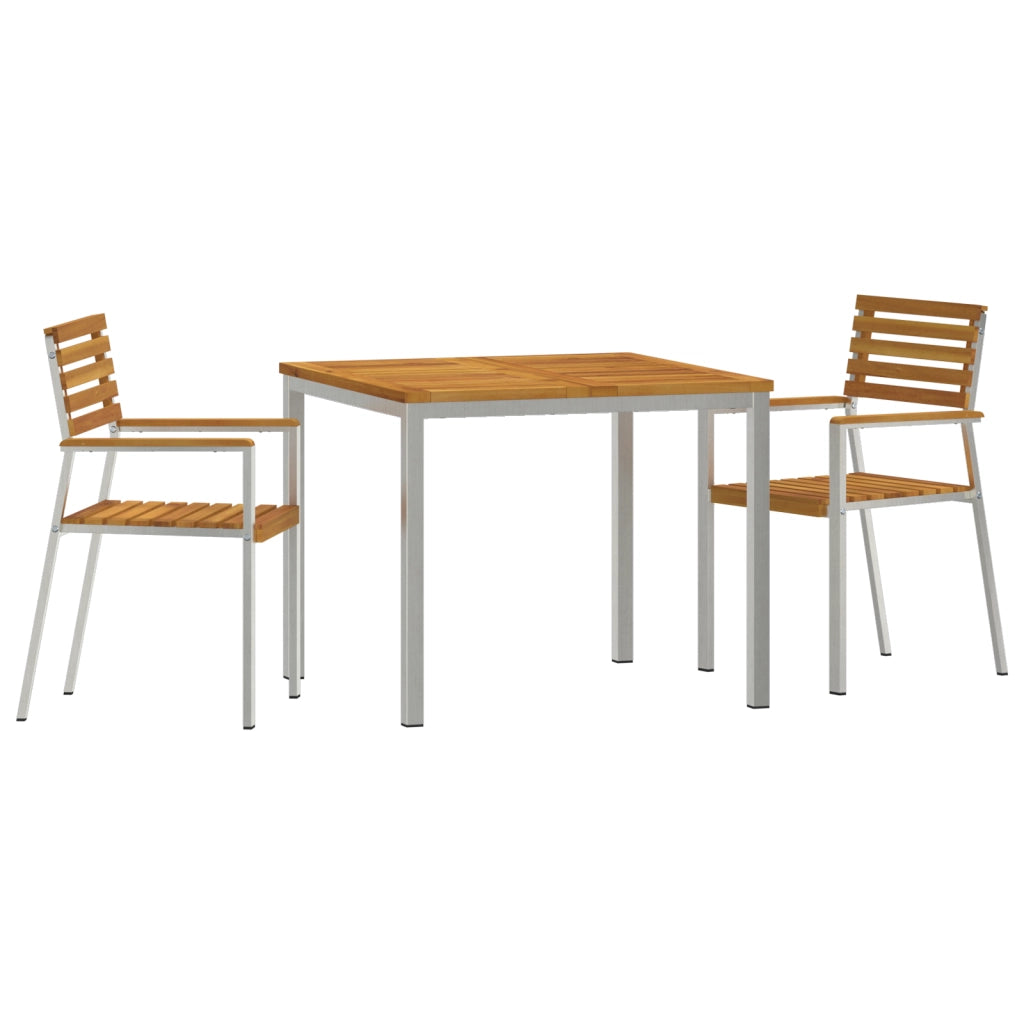 Set da Pranzo da Giardino 3 Pezzi in Legno Massello di Acacia
