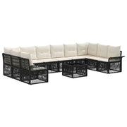Set Divano da Giardino 11 pcs Nero polyrattan