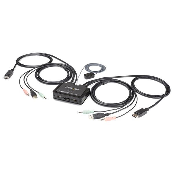Startech.com switch displayport kvm 4k a 60 hz e 2 porte con cavi integrati - SV211DPUA4K