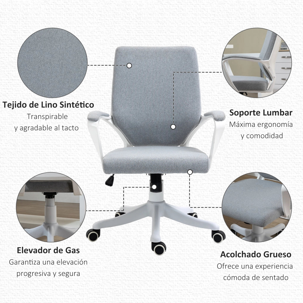 Sedia da ufficio giratoria con braccioli ¨C zephmum ¨C verde grigio, altezza regolabile, 62x69x92-100 cm