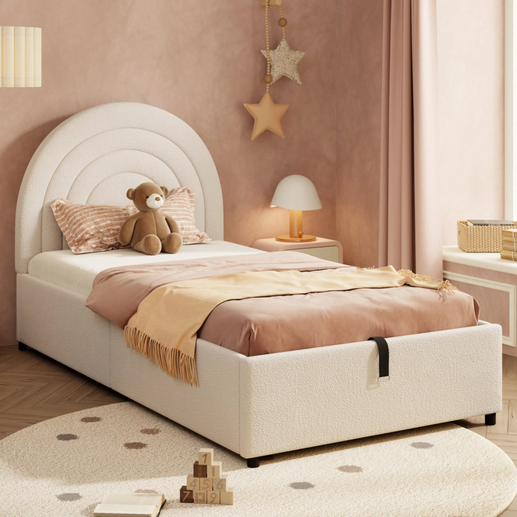 LETTO Contenitore 90x200 cm Bouclé Beige