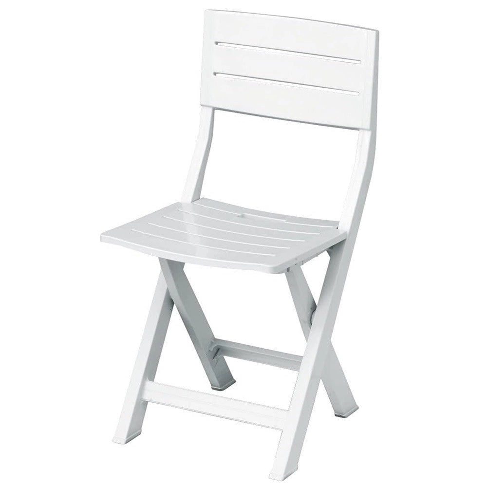 Trade Shop - Set 4 Pz Sedia Sedie Da Giardino Patio Da Esterno Pieghevole Bianco Resina 002235 -