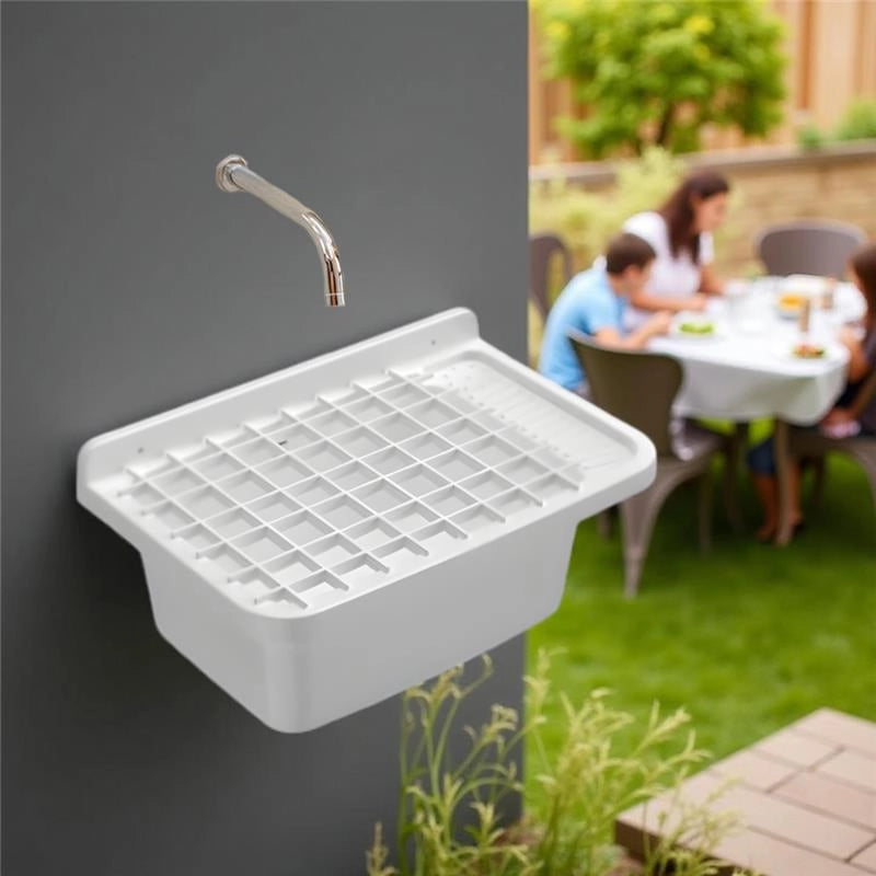 PILOZZO A PARETE BIANCO IN RESINA CON GRIGLIA IDEALE PER INTERNI ED ESTERNI 60X40X25 CM