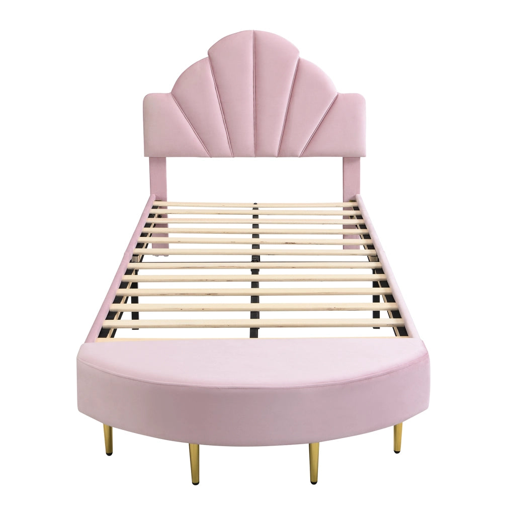 Letto Singolo 90 x 200 cm - Testiera in Velluto; Panca Coordinata e Bordi Morbidi
