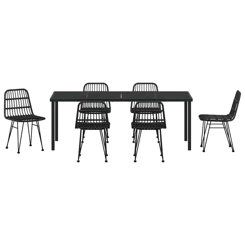 Set da Pranzo per Giardino 7 pcs Nero 3379203