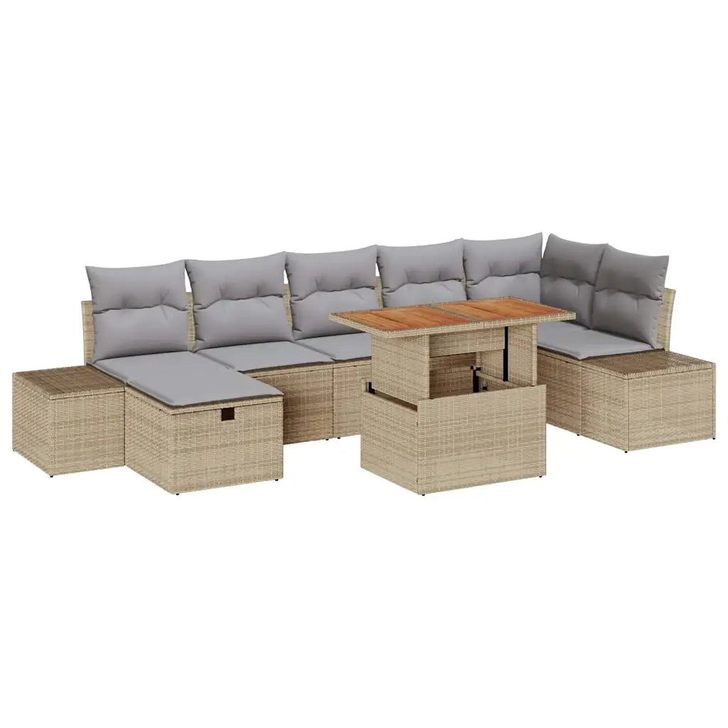Set Divano da Giardino con cuscino 8 pcs Beige polyrattan 3360060