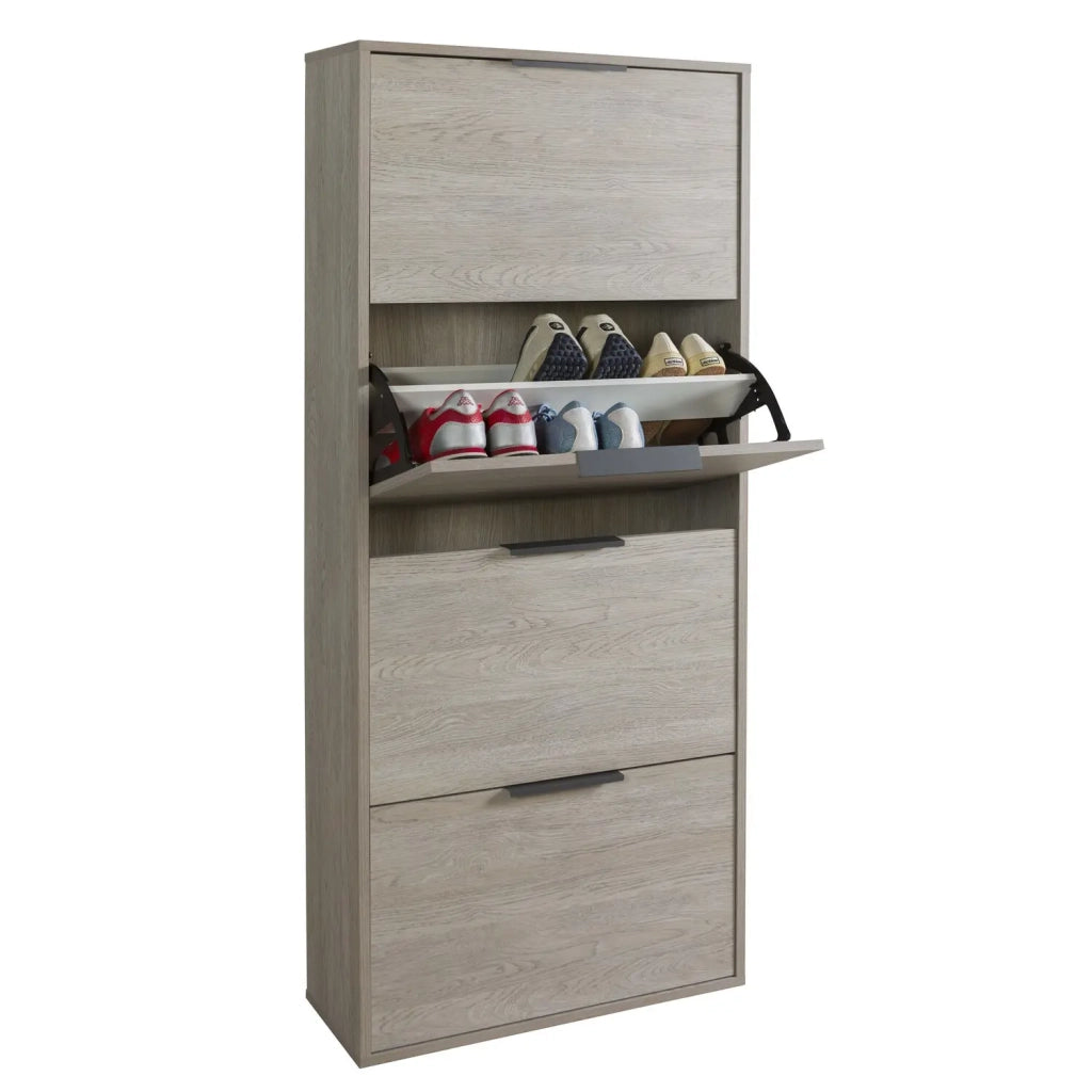 Scarpiera 4 ribalte rovere gessato  cm 65x25x147 h