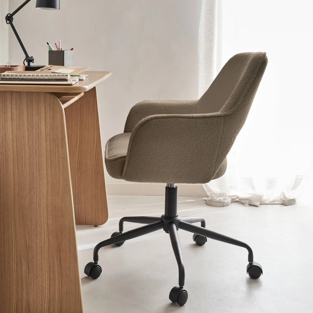 Sedia da ufficio bouclé con rotelle, talpa