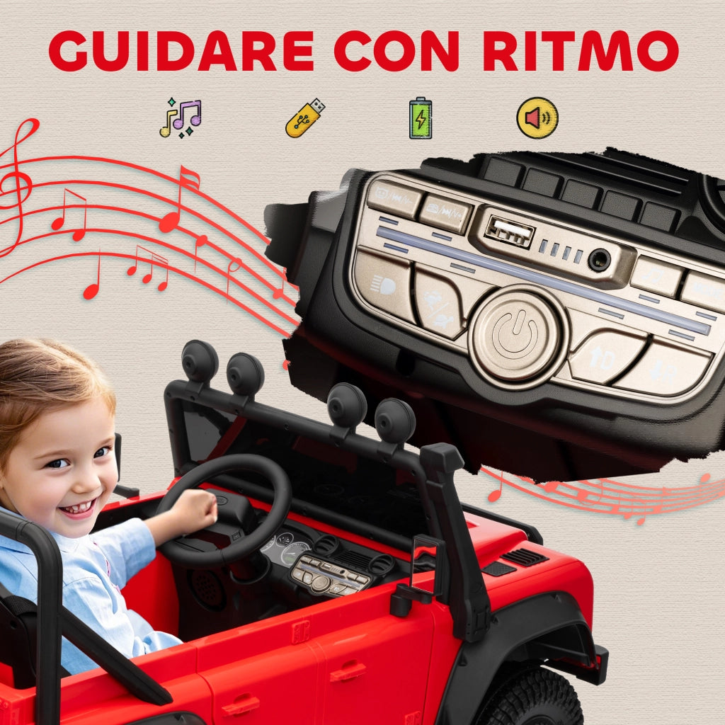 Macchina Elettrica per Bambini Licenza Ufficiale Land Rover Defender 12V con Telecomando Rosso