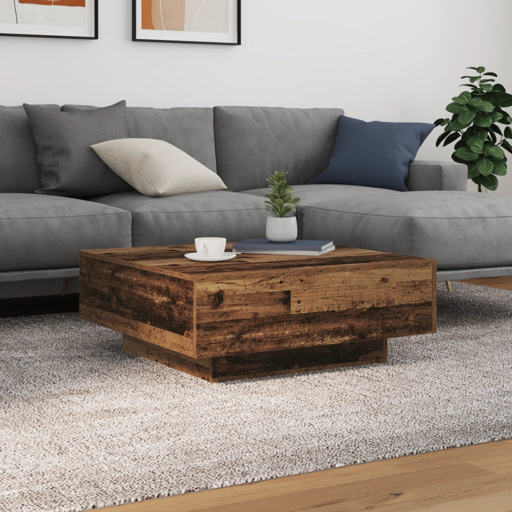 Tavolino da caffÃ¨  con luci LED Legno vecchio 80x80x31 cm