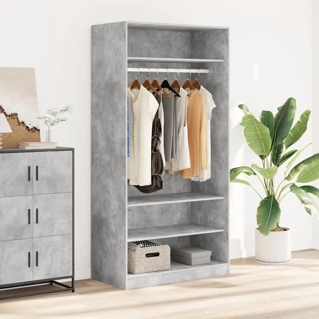 Armadio Grigio Cemento 100x50x200 cm in Legno Multistrato