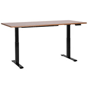 Scrivania regolabile in altezza elettricamente legno scuro e nero 180 x 80 cm Struttura in acciaio verniciato a polvere