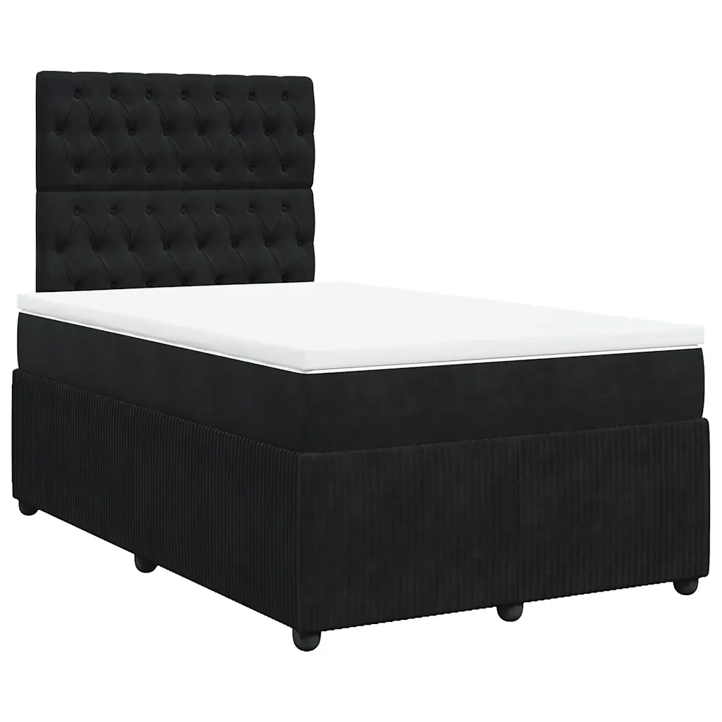 vidaXL Giroletto a Molle con Materasso Nero 120x190 cm in Velluto