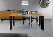 Tavolo fisso in legno rovere nodato 180x90 spessore 4 cm gambe metallo (1664) - Mobili 2G
