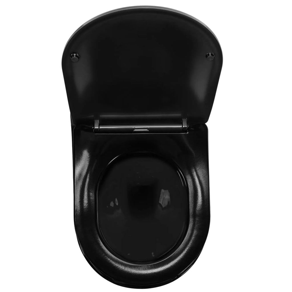 Vaso Wc Sospeso Rea Carlo Mini Rimless Duroplast Flat Black Gold Edge