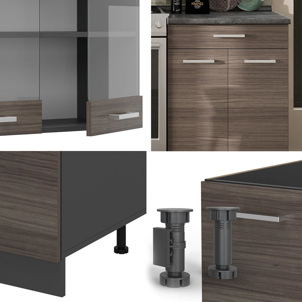 Vicco Cucina componibile Grigio nobile/antracite 200 cm senza piano di lavoro