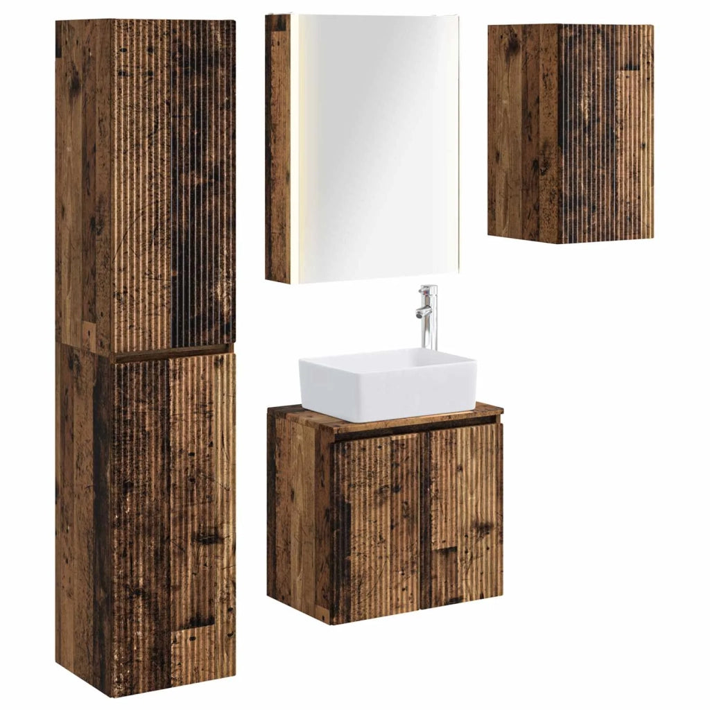 Set di Armadi da Bagno 5 pcs Legno antico 53 x 15,5 x 70 cm 3407333