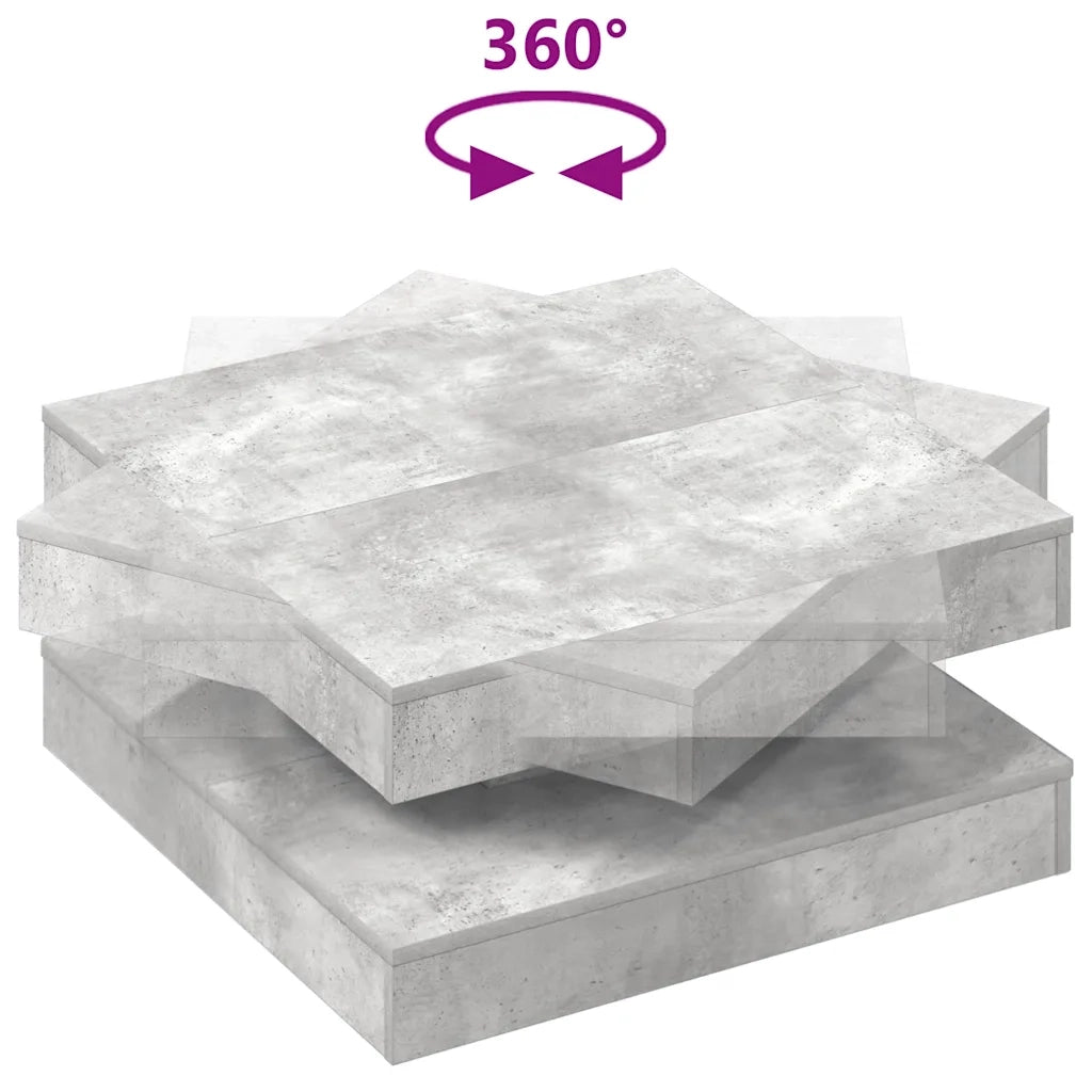 Tavolino da Caffè Girevole a 360 Gradi Grigio 70x70x34,5 cm 858482