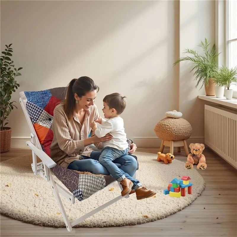 MAURY'S POLTRONA RELAX MAURYTCHWORK COMODONA IN LEGNO 3 POSIZIONI CON CUSCINO IMBOTTITO