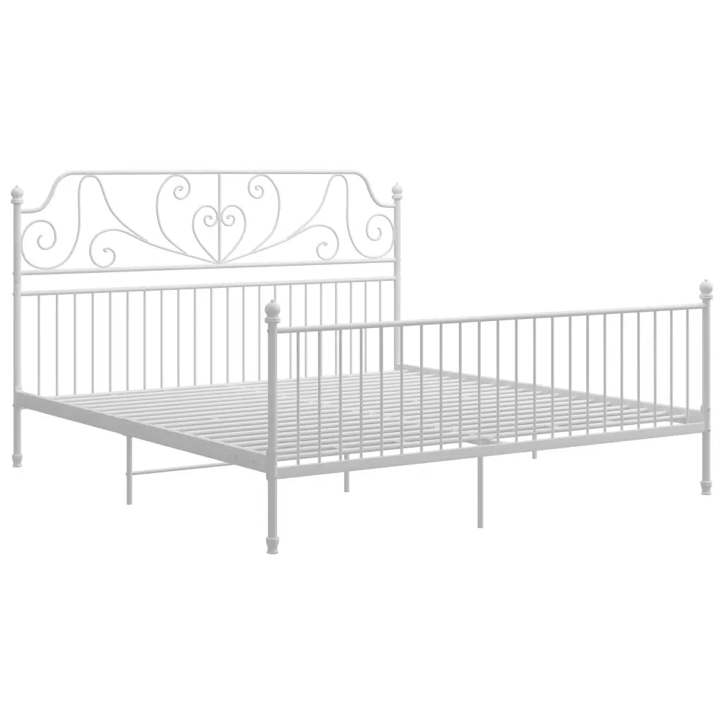Letto matrimoniale | Letto per adulti | Giroletto Bianco in Metallo 200x200 cm