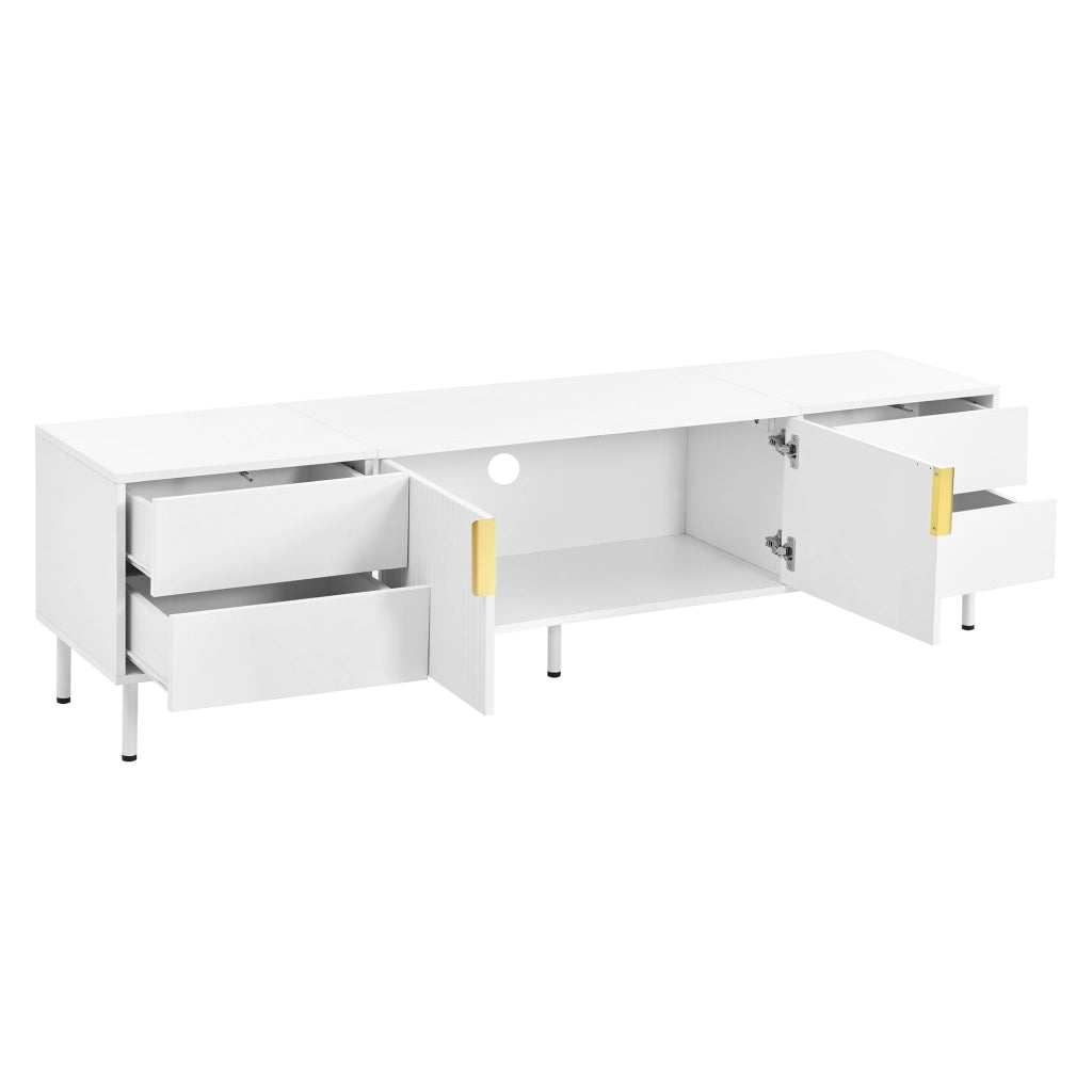 Mobile TV bianco 180x40x49;5 cm con 4 cassetti e ante scanalate